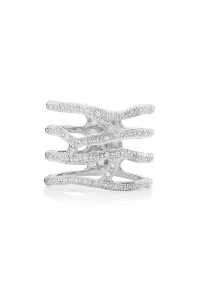 Monica Vinader Silver Riva Waterfall Diamond Cocktail Ring