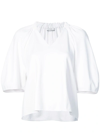 Tibi Marsha Knitted V-neck Top - White