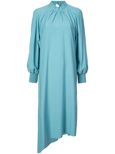 Tibi Buckle Asymmetrical Dress In Blue