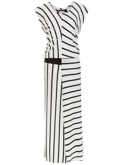 Gloria Coelho Striped Belted Dress - White