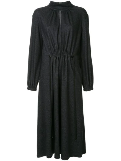 Tibi Gathered Front Flared Dress - Blue In Blue