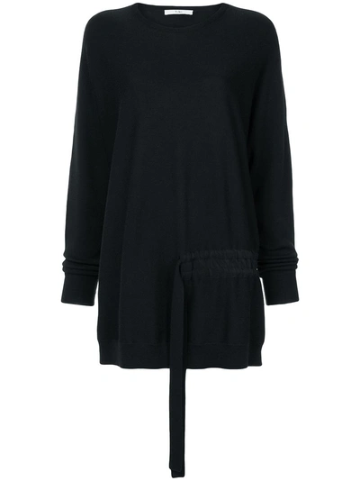 Tibi Drawstring Detail Jumper - Black In Black
