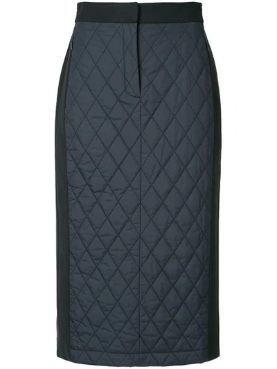 Tibi Quilted Combo Skirt In Black