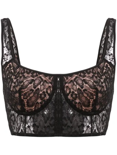 Fleur Du Mal Leopard Lace Non-wire Bra In Black