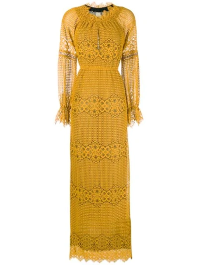 Pinko Embroidered Maxi Dress In Yellow