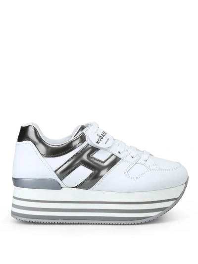 Hogan White/grey Maxi Sneakers In White/ Silver