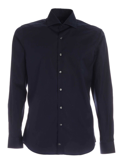 Fay French Collar Stretch Shirt In Blue