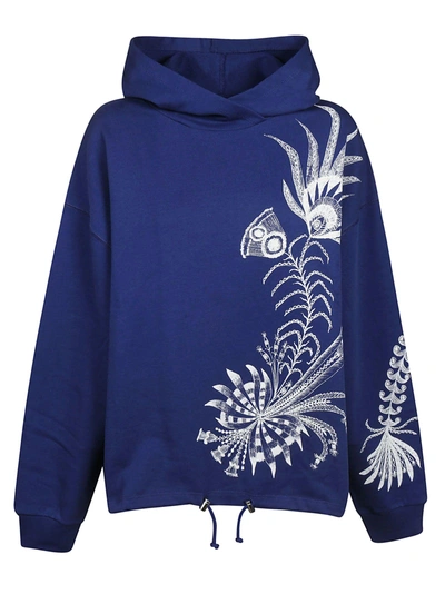 Dries Van Noten Embroidered Hoodie In Blue | ModeSens