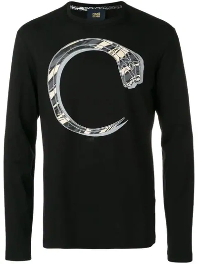 Cavalli Class Snake Motif Sweatshirt In Black