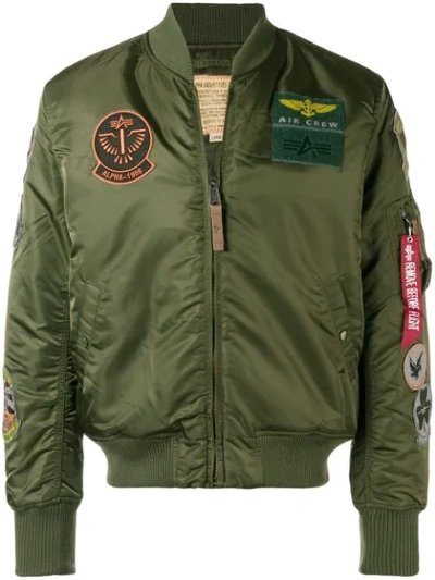 Alpha Industries Patch Bomber Jacket In Green