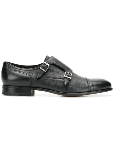 Moreschi Double Buckle Monk Shoes In Black