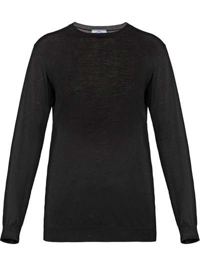 Prada Round Neck Sweater In Black