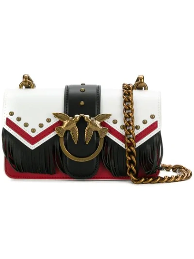 Pinko Mini Love Tricolour Shoulder Bag In White