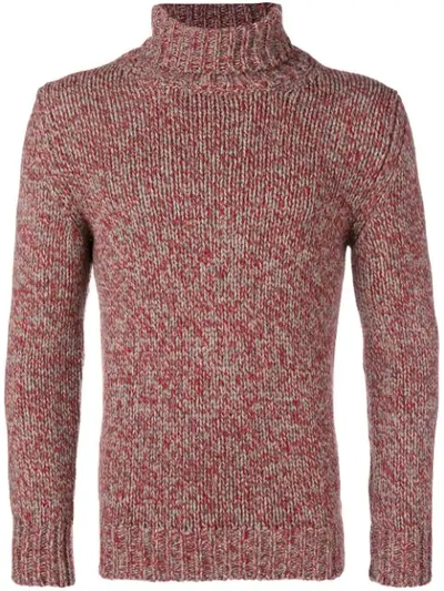 Zanone Marled Turtleneck Sweater - Red