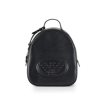 Emporio Armani Black Backpack With Maxi Logo