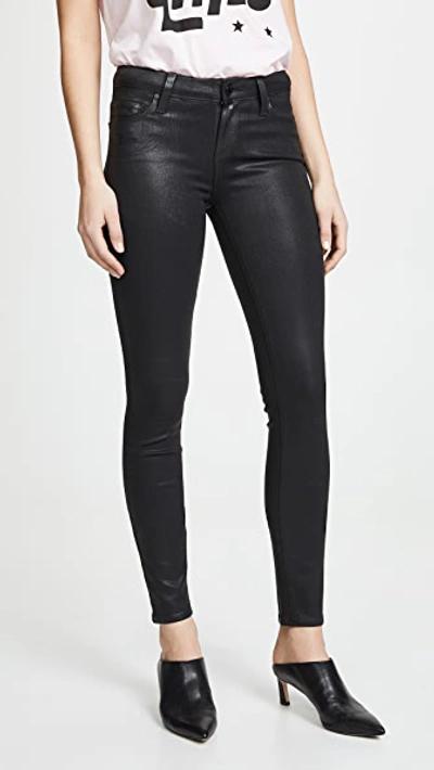 Paige Hoxton High-rise Coated Ankle Skinny Jeans In Black