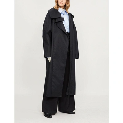 Awake High-neck Oversized Cotton Coat In Black