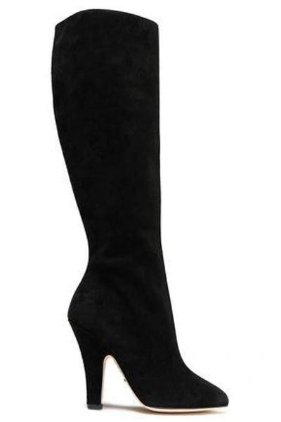 Dolce & Gabbana Suede Knee Boots In Black