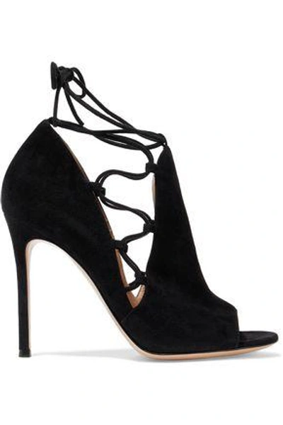 Gianvito Rossi Lace-up Suede Pumps In Black