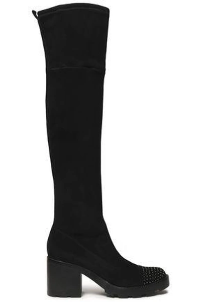 Sigerson Morrison Woman Gemma Studded Stretch-leather Thigh Boots Black