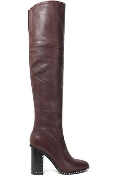 Sigerson Morrison Woman Mars Studded Thigh Boots Merlot