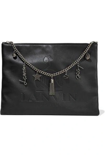 Lanvin Woman Embellished Embossed Leather Clutch Black