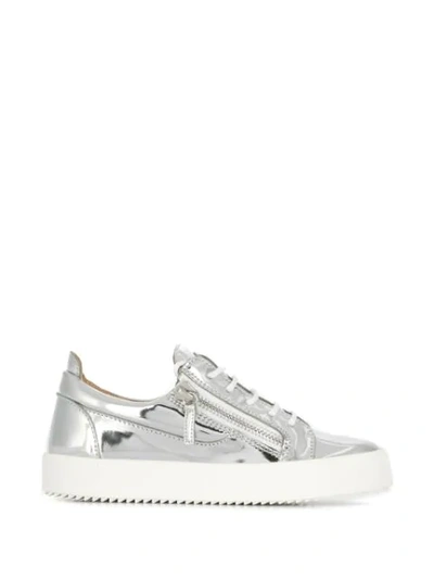 Giuseppe Zanotti Lace Up Sneakers In Silver