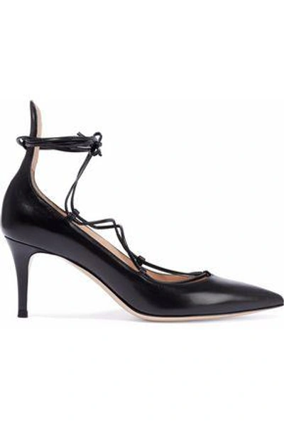 Gianvito Rossi Woman Lexi Lace-up Leather Pumps Black