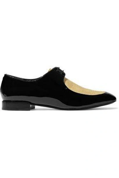 3.1 Phillip Lim Louie Woven-paneled Patent-leather Brogues In Black