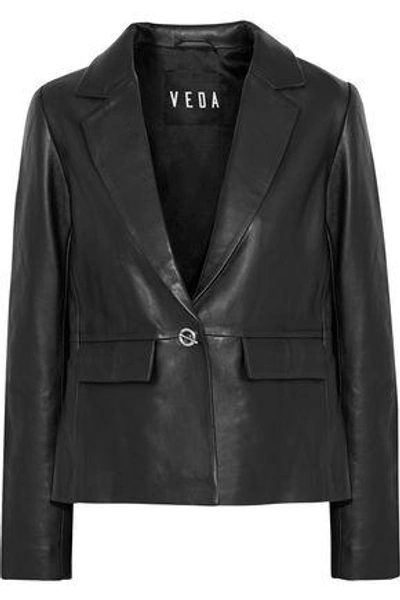 Veda Woman Leather Blazer Black