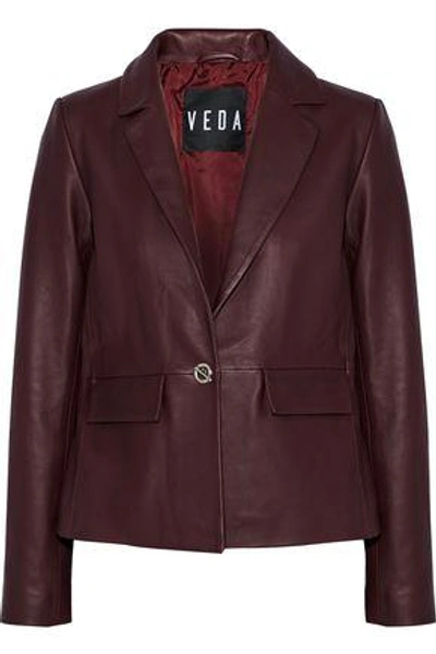Veda Woman Leather Blazer Burgundy