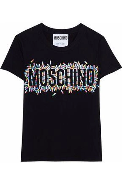Moschino Woman Printed Cotton-jersey T-shirt Black
