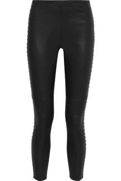 Iro Woman Studded Leather Skinny Pants Black