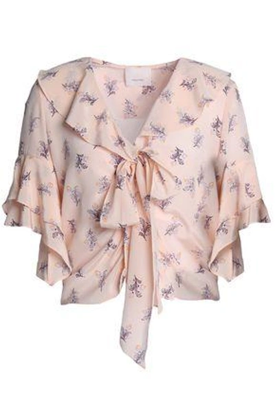 Cinq À Sept Woman Ivy Pussy-bow Floral-print Silk Crepe De Chine Blouse Pastel Pink