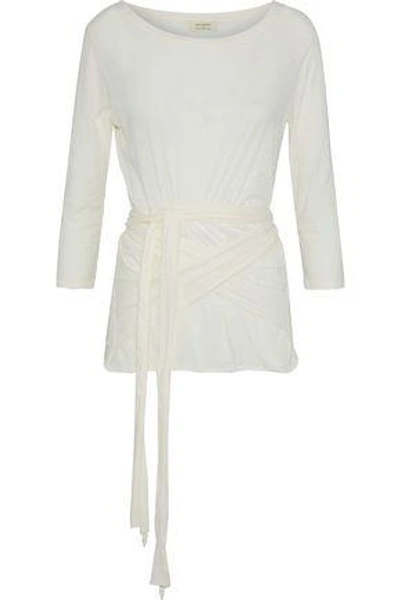 Ana Heart Tie-front Supima Cotton-jersey Top In Off-white