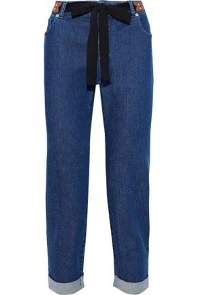 Altuzarra Woman Tie-front Cropped Mid-rise Slim-leg Jeans Mid Denim