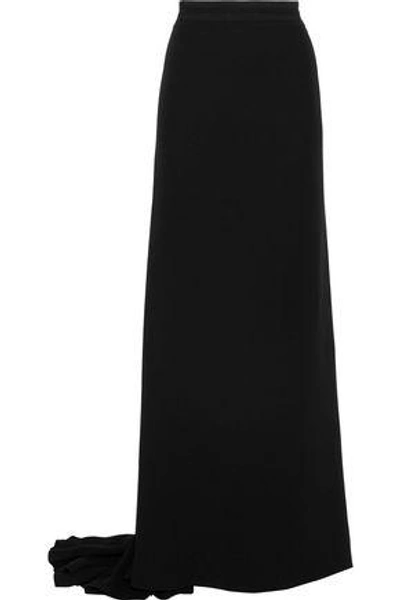 Carolina Herrera Grosgrain-trimmed Silk Crepe De Chine Maxi Skirt In Black