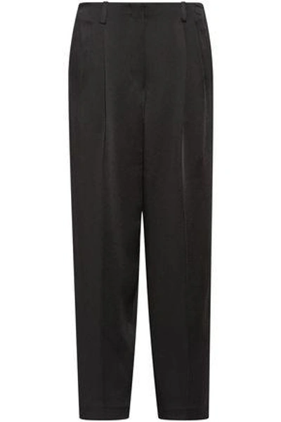 The Row Firth Satin-crepe Wide-leg Pants In Black