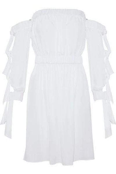 Milly Woman Off-the-shoulder Cutout Silk-blend Mini Dress White