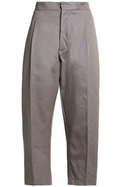 Marni Woman Cropped Cotton-twill Straight-leg Pants Gray