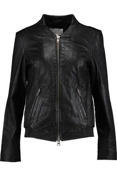 Muubaa Woman Leather Bomber Jacket Black