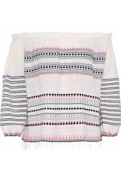 Lemlem Woman Makari Off-the-shoulder Embroidered Cotton And Wool-blend Blouse Off-white