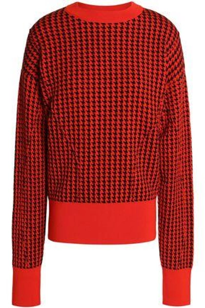Marni Woman Houndstooth Wool-blend Sweater Tomato Red