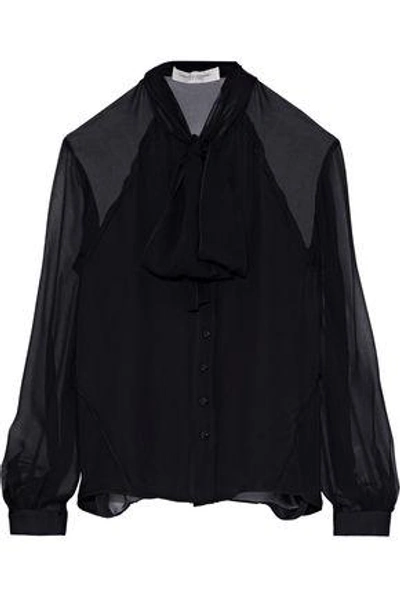 Carolina Herrera Pussy-bow Silk-georgette Blouse In Black