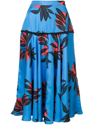 Roksanda Oni High-rise Floral-print Silk Skirt In Blue