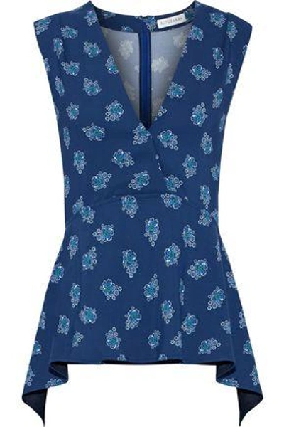 Altuzarra Woman Krystell Floral-print Cady Peplum Top Navy