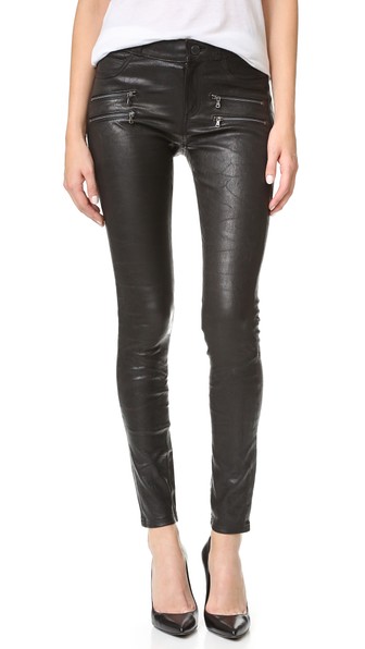 Paige Edgemont Ankle Skinny Leather Pants In Black | ModeSens