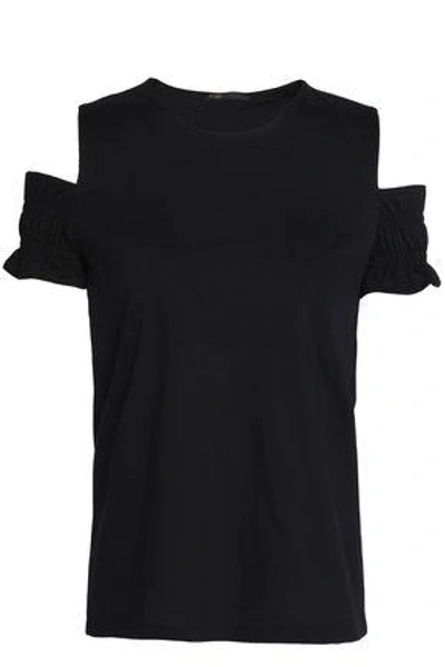 Maje Woman Trina Cold-shoulder Cotton-jersey Top Black