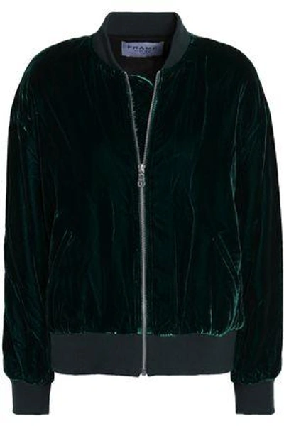 Frame Woman Velvet Bomber Jacket Emerald