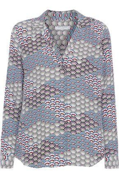 Equipment Woman Adalyn Printed Washed-silk Shirt Taupe